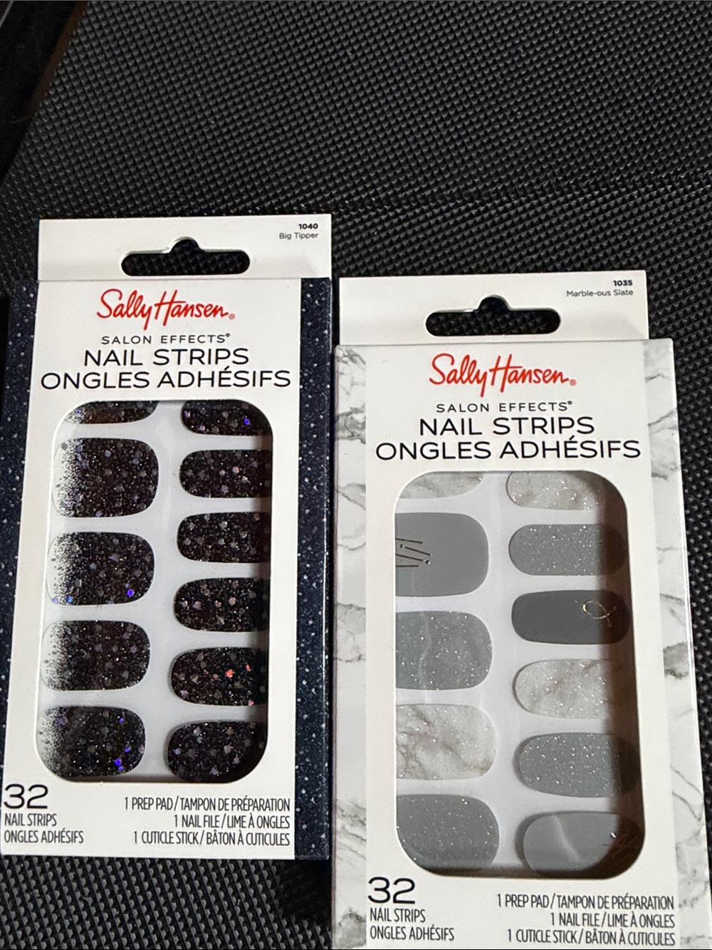 Sally Hansen Women's Nail Strips – Black Glitter & Gray Marble